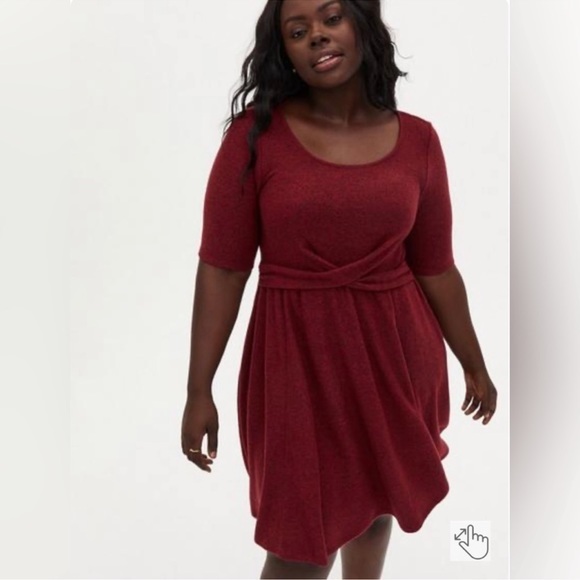 torrid Dresses & Skirts - Torrid Super Soft Plush Dark Red Wrap Waist Skater Dress size 2 2X